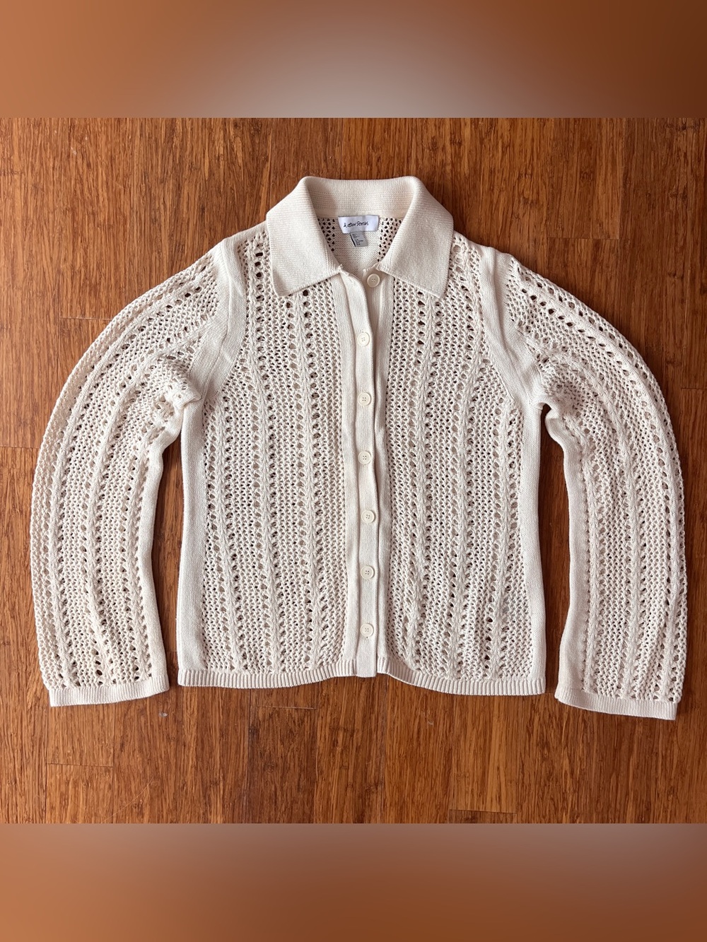 & Other Stories Cream Openwork Knit Button-Up Cardigan